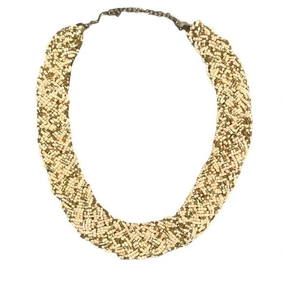 Vintage Chunky Braided Seed Bead Necklace w/ Chain Clasp - Retro Jewelry - Picture 9 of 12